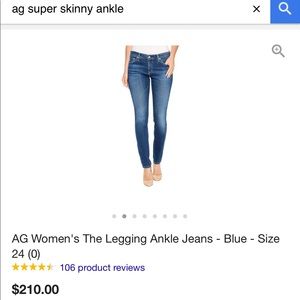 AG super skinny ankle jean